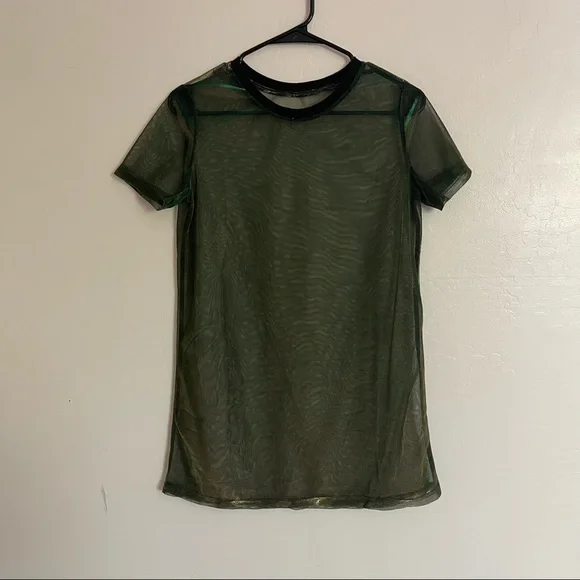 Contrast Ribbed Neck Metallic Sheer Dress - Picture 3 of 3